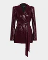 Badgley Mischka Double-breasted Sequin Jacket In Wine