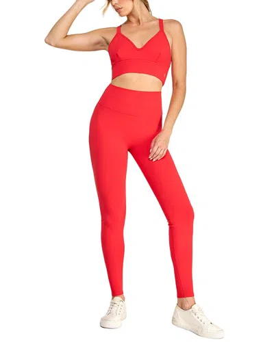 Badgley Mischka Double Strap Criss Cross Sports Bra In Red