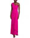 Badgley Mischka Drape Pleated One-shoulder Gown