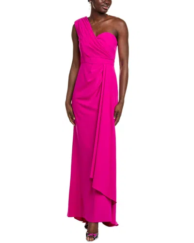Badgley Mischka Drape Pleated One-shoulder Gown