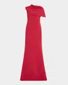 Badgley Mischka Draped A-line Gown In Red