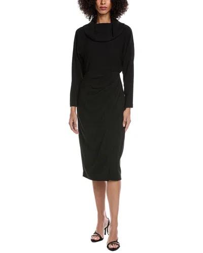 Badgley Mischka Draped Midi Dress In Animal Print