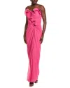 Badgley Mischka Draped Ruffle Gown