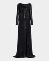 Badgley Mischka Women's Asymmetric Sequin-embellished Gown In Black