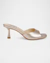 Badgley Mischka Draya Leather Kitten-heel Mules In Champagne Leather