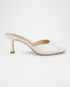 Badgley Mischka Draya Leather Kitten-heel Mules In White Leather