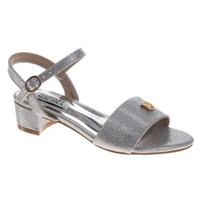 Badgley Mischka Kids'  Dress Sandals For Girls Elegant Rhinestone Ankle Straps In Silver