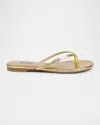 Badgley Mischka Dynah Heart Leather Flat Sandals In Gold Leather