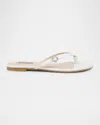 Badgley Mischka Dynah Heart Leather Flat Sandals In White Leather