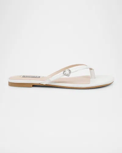 Badgley Mischka Dynah Heart Leather Flat Sandals In White