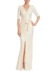 Badgley Mischka Eg3909 Fitted Long Formal Sequin Evening Dress In Neutral