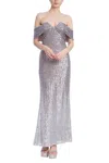 Badgley Mischka Eg4003 Long Sequin Ombre Formal Prom Dress In Gray