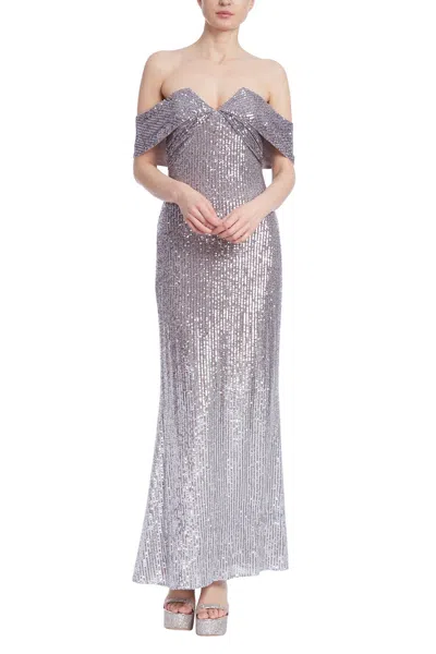 Badgley Mischka Eg4003 Long Sequin Ombre Formal Prom Dress In Gray