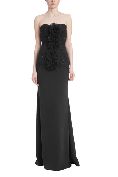 Badgley Mischka Eg4142 Long Formal Fitted Prom Dress In Black
