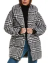 Badgley Mischka Elegant Shawl Collar Houndstooth Coat In Black