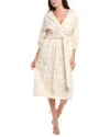 Badgley Mischka Embroidered Midi Dress In White