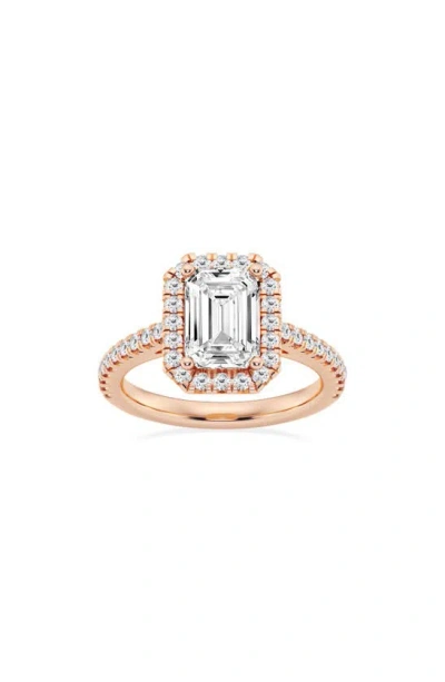 Badgley Mischka Collection Emerald Cut Lab Created Diamond Pavé Ring In Pink