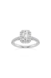 Badgley Mischka Collection Emerald Cut Lab Created Diamond Pavé Ring In White Gold