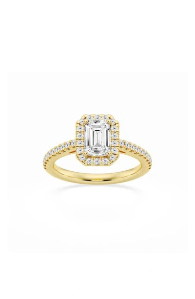Badgley Mischka Emerald Cut Lab Created Diamond Pavé Ring In Yellow Gold