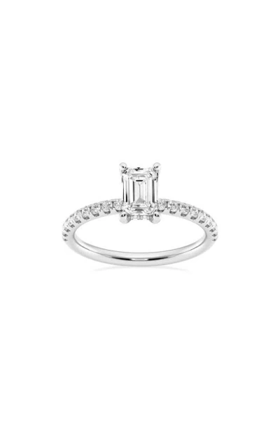 Badgley Mischka Emerald Cut Lab Created Diamond Ring In White