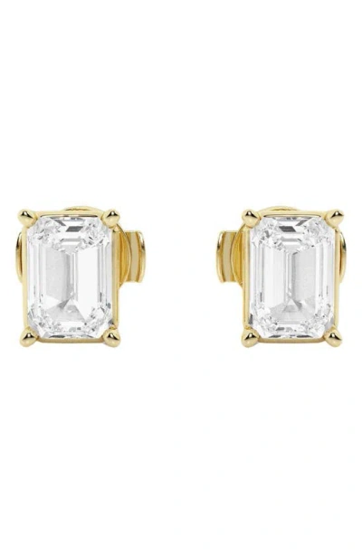 Badgley Mischka Emerald Cut Lab Created Diamond Stud Earrings In Gold