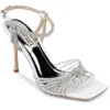 Badgley Mischka Estella Womens Satin Square Toe Heels In Silver