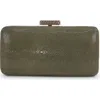 Badgley Mischka Evelyn Stingray Leather Minaudiere In Green