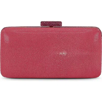 Badgley Mischka Evelyn Stingray Leather Minaudiere In Pink