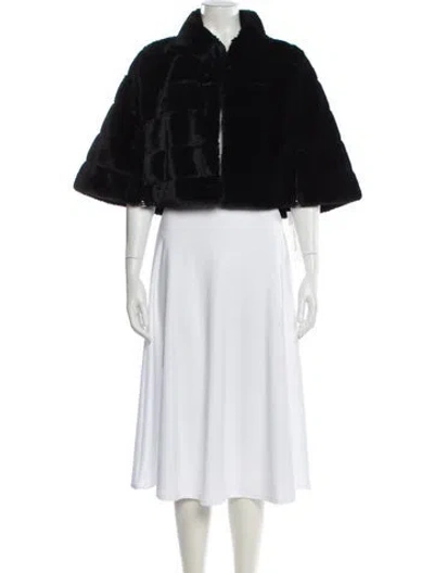 Pre-owned Badgley Mischka Faux Fur Cape In Black