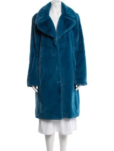 Pre-owned Badgley Mischka Faux Fur Faux Fur Coat In Blue