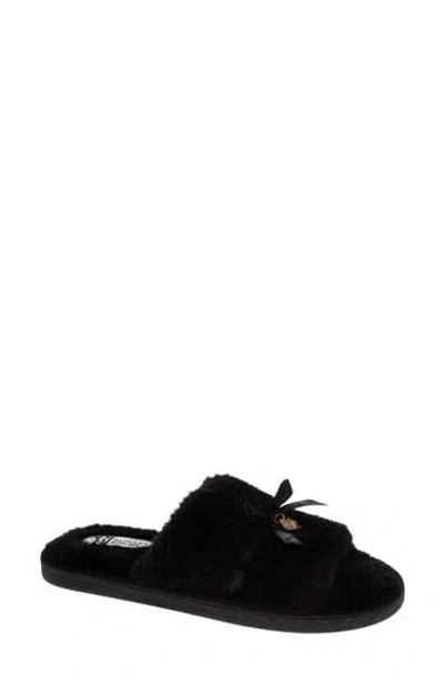 Badgley Mischka Faux Fur Slide Slipper In Black