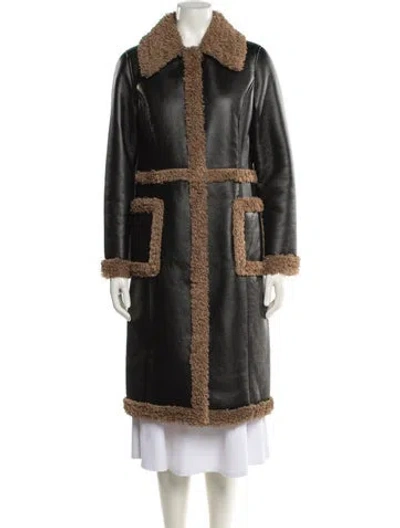 Pre-owned Badgley Mischka Faux Leather Faux Fur Coat In Black