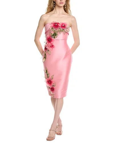 Badgley Mischka Floral Cocktail Dress In Pink