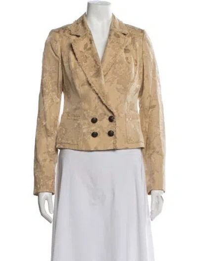 Pre-owned Badgley Mischka Floral Print Blazer In Neutrals