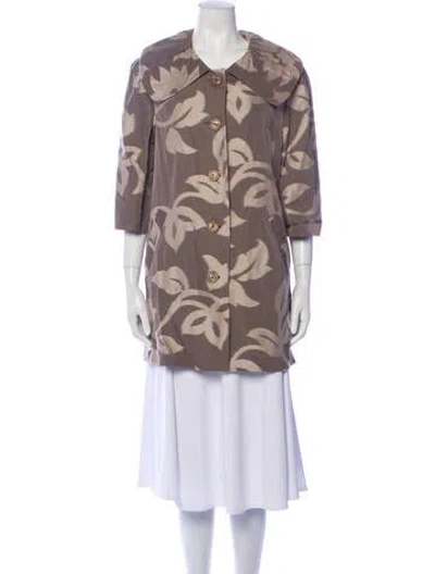 Pre-owned Badgley Mischka Floral Print Coat In Brown