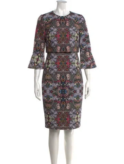 Pre-owned Badgley Mischka Floral Print Knee-length Dress W/ Tags In Green