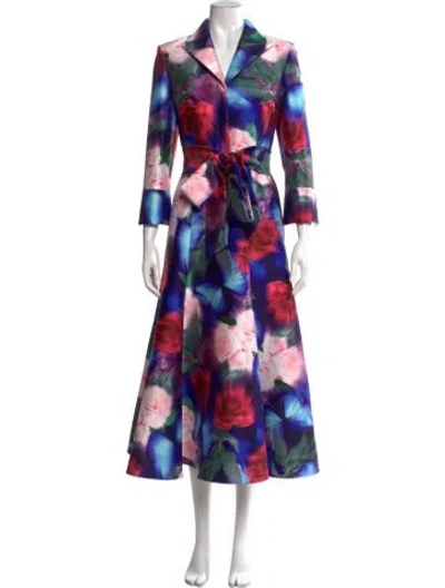 Pre-owned Badgley Mischka Floral Print Long Dress In Multicolor