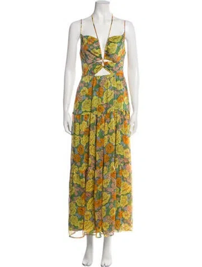 Pre-owned Badgley Mischka Floral Print Mini Dress In Black
