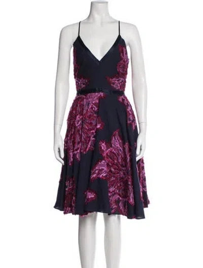 Pre-owned Badgley Mischka Floral Print Mini Dress In Multi