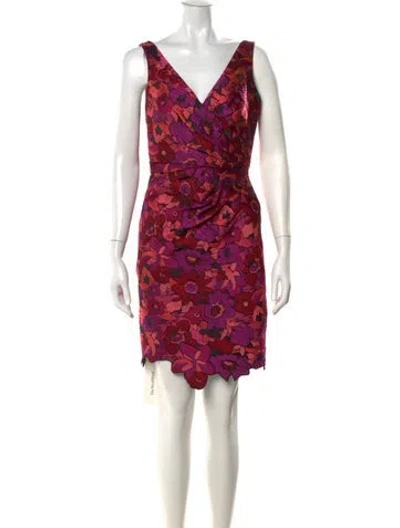 Pre-owned Badgley Mischka Floral Print Mini Dress In Multi