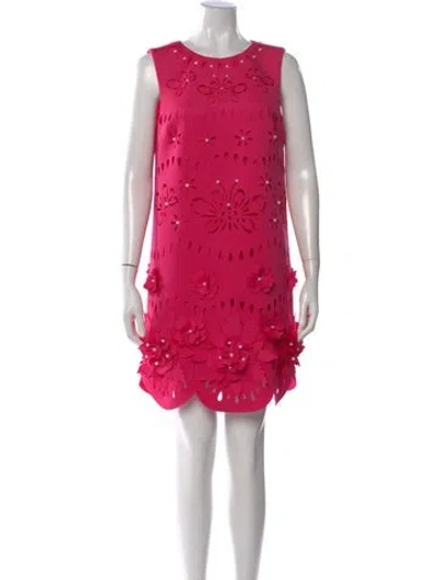 Pre-owned Badgley Mischka Floral Print Mini Dress In Pink