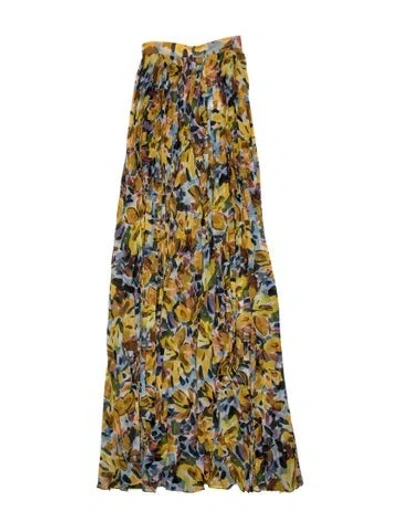 Pre-owned Badgley Mischka Floral Print Wide Leg Pants In Blue