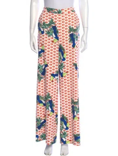 Pre-owned Badgley Mischka Floral Print Wide Leg Pants In Multi