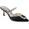 Badgley Mischka Flutter Buckle Embellished Pointed Mules In Black