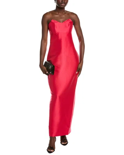 Badgley Mischka Fold Top Strapless Gown In Pink