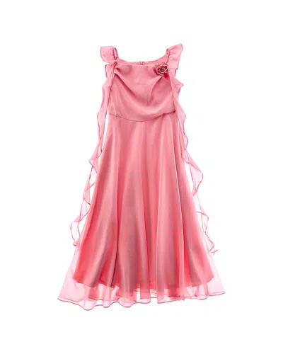 Badgley Mischka Kids' Full Chiffon Dress In Pink