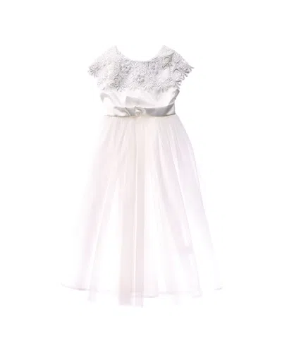 Badgley Mischka Kids' Full Satin Dress In White