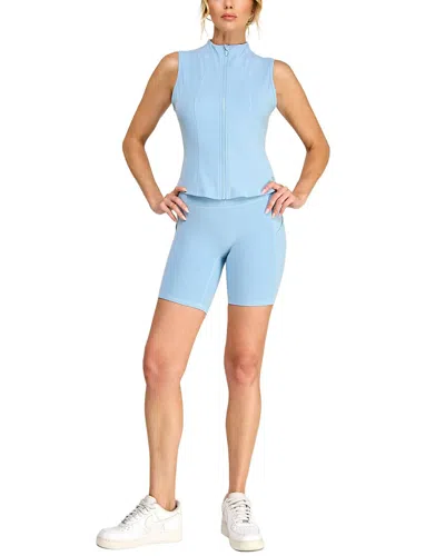Badgley Mischka Full Zip Princess Line Breathable Gilet In Blue