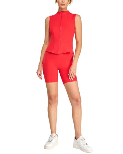 Badgley Mischka Full Zip Princess Line Breathable Gilet In Red