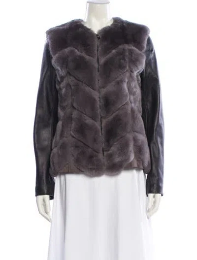 Pre-owned Badgley Mischka Fur Jacket In Gray